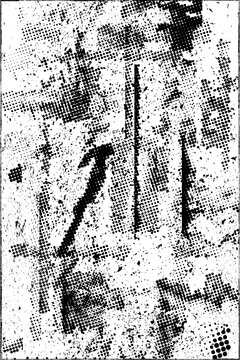 Glitch distorted grungy overlay grange texture. Textured and glitched technology background. Screen print effect .Vector overlay background with a halftone dots screen print texture.
