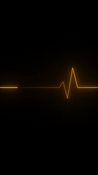 neon heartbeat cardiogram pulse animation abstract background,glowing neon heart beat icon animation on black background.