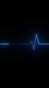 neon heartbeat cardiogram pulse animation abstract background,glowing neon heart beat icon animation on black background. Neon heartbeat icon ECG heartbeat signal icon animation,