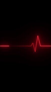 neon heartbeat cardiogram pulse animation abstract background,glowing neon heart beat icon animation on black background. Neon heartbeat icon ECG heartbeat signal icon animation, heartbeat pulse icon