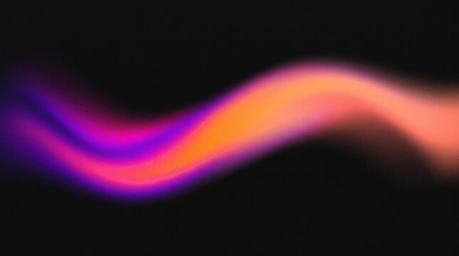 Abstract wavy glowing gradient line with grain on dark background