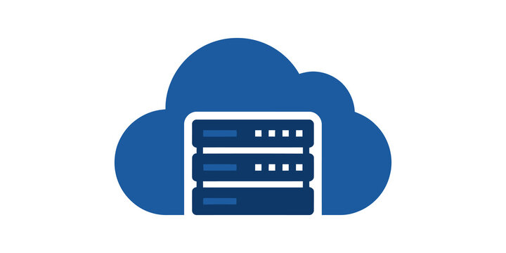 cloud computing server icon for data storage and network infrastructure.