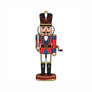 Classic Christmas nutcracker soldier holding a sword vector illustration isolate on white background
