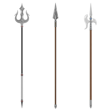 Three ancient polearm weapons set