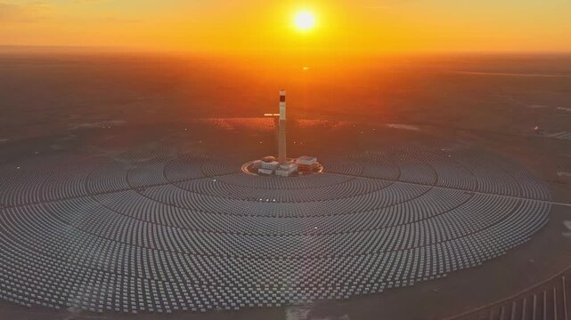 Molten salt tower solar thermal power plant, new energy, super mirror power plant, prism tower