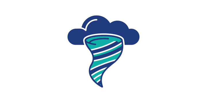 Tornado cloud icon dark blue teal color for weather disaster forecast.