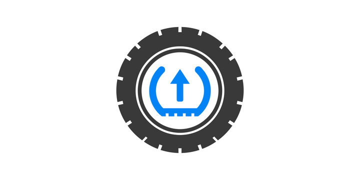 Tire pressure monitoring sensor blue arrow icon for vehicle maintenance.