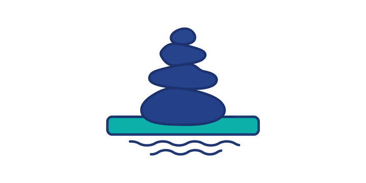 Stacked stones flat icon featuring blue and teal colors for zen balance.