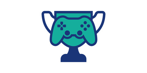 gaming controller resting inside a trophy, representing esports victory. © SAJID