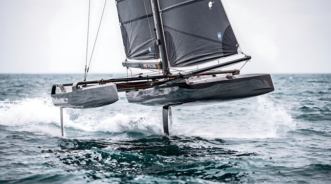 Sailing yacht racing on water sports.