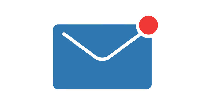 Blue envelope icon with red notification dot represents unread mail.