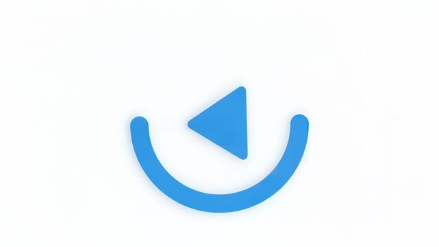 Blue play button icon with spinning motion element on white background