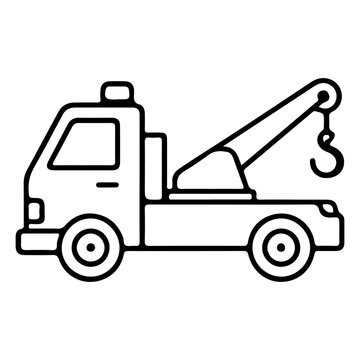 Tow truck wrecker vehicle recovery towing service outline vector icon