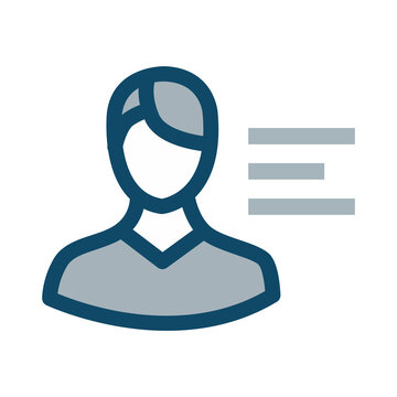 Vector male user profile icon with detail lines, grey man avatar graphic with three horizontal bars, member account with data description symbol, UI generic portrait