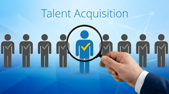 Person selection through talent acquisition process with figures