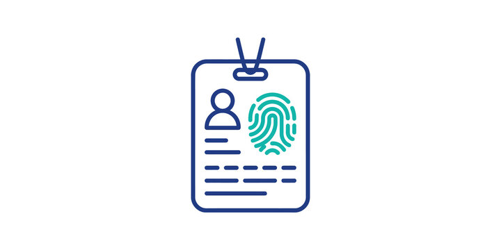 Identity badge with fingerprint and personal data security verification.