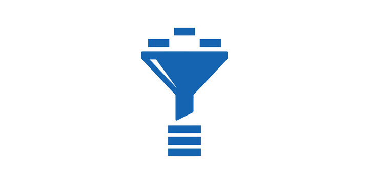 Funnel icon representing data filtering and conversion process for marketing.