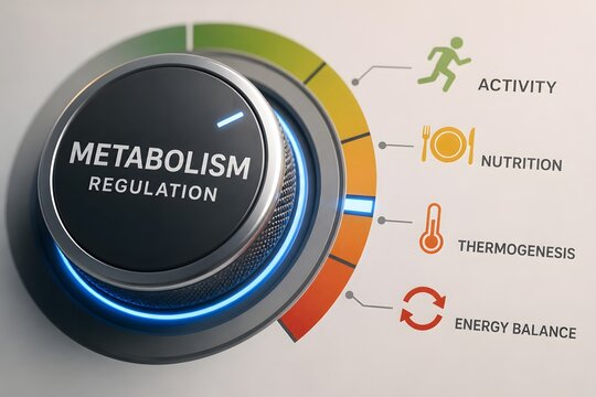 Metabolism regulation dial for the concept of scientific and health.