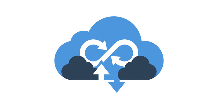 Cloud integration icon blue for continuous delivery and workflow automation.