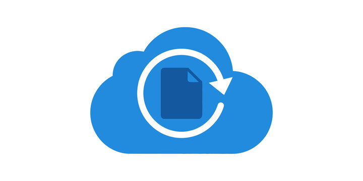 Cloud data synchronization icon with circular arrow for file refreshing.