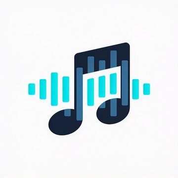 Music note icon with sound wave equalizer vector art on white background
