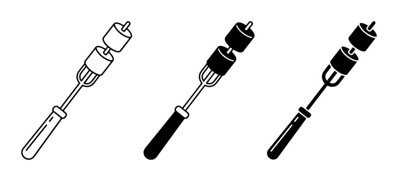 Marshmallow Roasting Icons, Campfire Food Vector Graphics, Sweet Treat Symbols