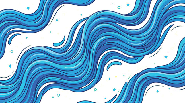 Abstract Blue Waves Pattern - Flowing Water Illustration