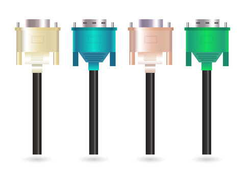 Colorful hdmi cables for computer and tv connections transparent background