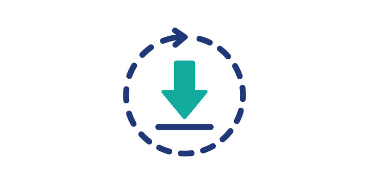 Download icon with blue dashed circle and teal arrow for data management.