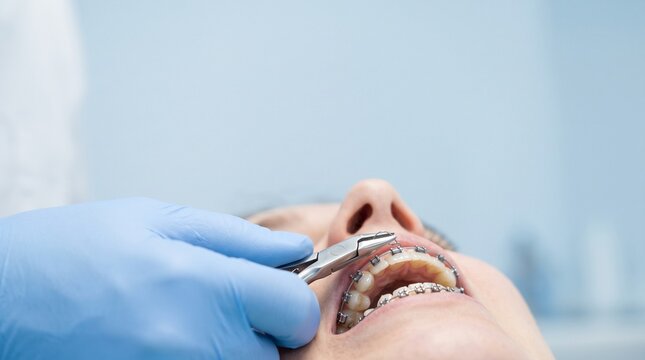 Dentist Examining Patient Teeth with Dental Mirror in Clinic