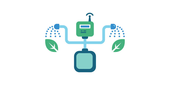 Smart irrigation system icon green blue design for automatic gardening.