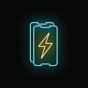 Two mobile phones displaying a glowing lightning bolt for rapid charging