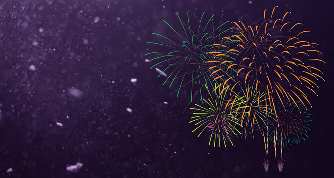 Fireworks with Abstract bokeh background for fun in festival