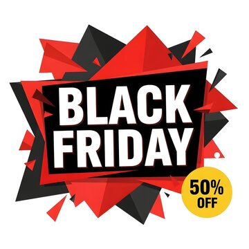 Black friday sale with fifty percent off badge