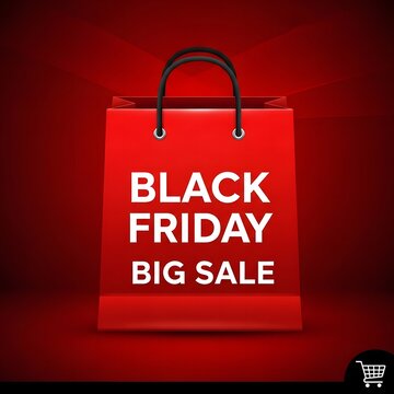 Black friday shopping bag with big sale text