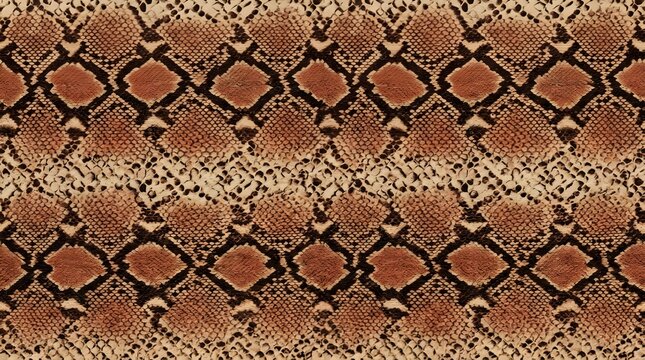 Seamless snake skin pattern background with brown and beige reptile scales texture for fashion design and textile print