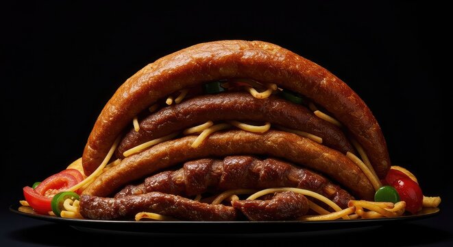 A dramatic, close-up view capturing an enormous, tempting feast, representing powerful desire and insatiable hunger for success and fulfillment ,eagerness ,sweet ,intensity