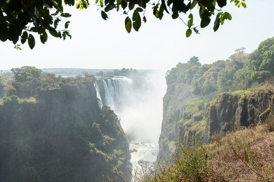 Victoria Falls towards the end of the dry season showing from the Zimbabwe side