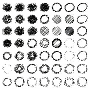 Various abstract doodle circles and patterns on transparent background design elements transparent background