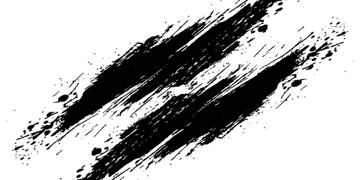 Vector grunge brush strokes texture rough black scratches for wallpaper, paint splatter template, dirt banner, watercolor design.