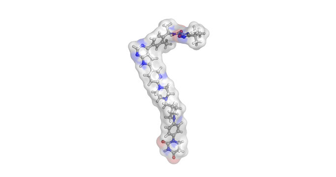 Catadegbrutinib (BGB-16673), oral Bruton's tyrosine kinase (BTK) PROTAC protein degrader used to treat resistant B-cell malignancies like chronic lymphocytic leukemia, 3D molecule 4K  