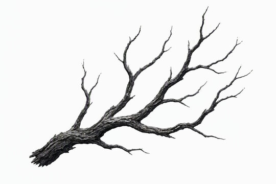 Gnarled Spooky Leafless Tree Branch Vector Graphic Asset for Halloween Design