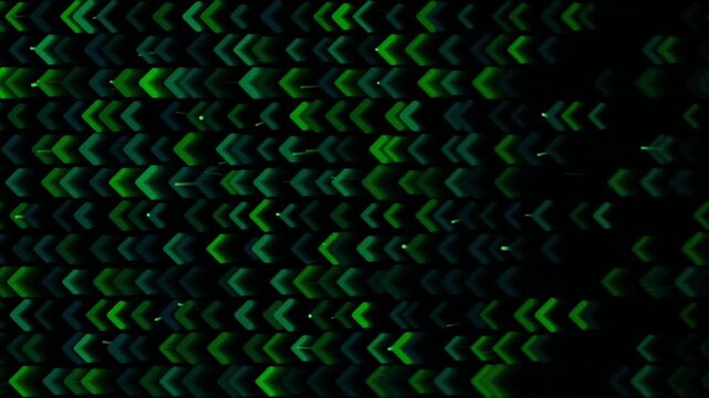 Animated Green Chevron Arrows Moving Across Dark Digital Background