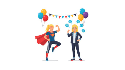 Fototapeta premium Empowered Business Woman and Superhero Alter Ego