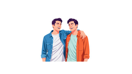 Fototapeta premium Two Happy Friends Laughing Together Illustration