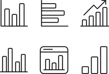 Obraz premium Financial business bar chart and growth graph icon set in thin line style