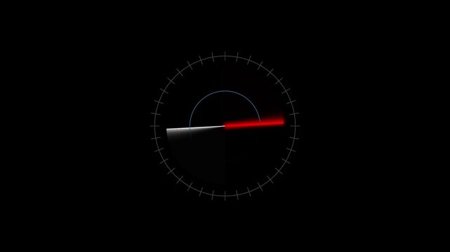 Futuristic Circular Gauge with Red Warning Indicator and Digital HUD