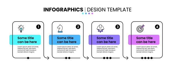 Naklejka na ściany i meble Infographics template. 4 line banners with icons