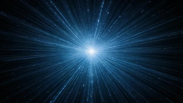 Bright blue light burst with radiating streaks in a dark background