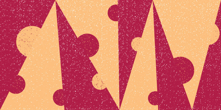 Vintage burgundy geometric composition with distressed texture and retro mid-century mood. Abstract modern background.